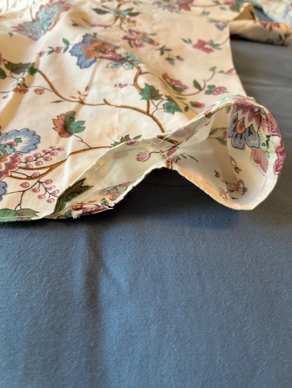 Vintage Floral Cotton Fitted Sheet ONLY, 1 pillowcase 2 valances - Twin